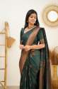 Pretty Green Banarasi Pure Silk Kanjivaram Saree With Blouse thumb 6
