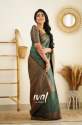 Pretty Green Colour Banarasi Pure Silk Kanjivaram Saree With Blouse thumb 2