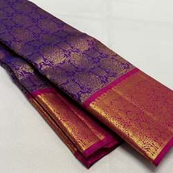 PURPLE AND PINK GOLD ZARI WEAVING BANARASI SOFT SILK SAREE