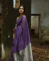 Purple Banarasi Soft Silk Saree With Matching Blouse