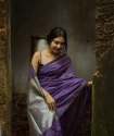 Purple Banarasi Soft Silk Saree With Matching Blouse thumb 2
