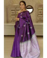 PURPLE BANARASI SOFT SILK SAREE WITH SILVER ZARI WEAVING
