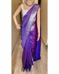 Purple color Banarasi Soft Silk Saree