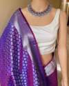 Purple color Banarasi Soft Silk Saree thumb 3