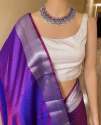 Purple color Banarasi Soft Silk Saree thumb 4