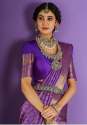 Purple Kanjivaram Silk Saree With Weaving Work