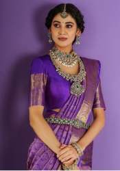 Purple Kanjivaram Silk Saree With Weaving Work
