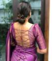 Purple Pure Silk Zari Weaving Banarasi Saree with Blouse thumb 2