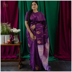 PURPLE SILVER ZARI WEAVING BANARASI SOFT SILK SAREE 