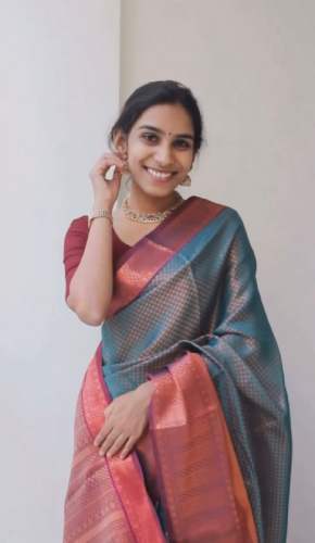 Rama Woven Kanjivaram Wedding Saree With Blouse