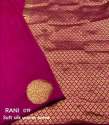 RANI PINK BANARASI SOFT SILK SAREE WITH GOLD ZARI WEAVING SAREE thumb 2