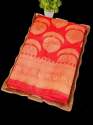 RED BANARASI SOFT SILK SAREE WITH GORGEOUS SOLID JACQUARD WEAVE thumb 4