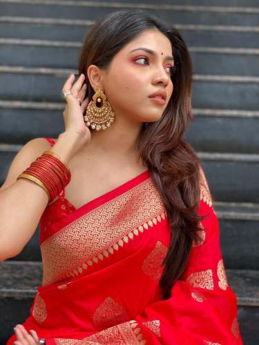 Red Bell Soft Lichi Silk Saree