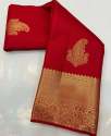 Red Color GOLD ZARI WEAVING Banarasi Soft Silk Saree thumb 1