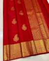 Red Color GOLD ZARI WEAVING Banarasi Soft Silk Saree thumb 3