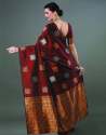 Red color kanjivaram silk saree with zari weaving work thumb 2