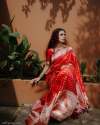RED GORGEOUS BANARASI SOFT SILK SAREE  thumb 3