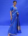 ROYAL BLUE BANARASI SOFT SILK SAREE  thumb 3