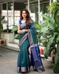 Royal Blue Soft Kanjiram Saree with Blouse