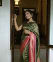 Shaded Mehandi Silk Saree With Beautiful Pallu