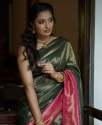 Shaded Mehandi Silk Saree With Beautiful Pallu thumb 5