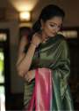 Shaded Mehandi Silk Saree With Beautiful Pallu thumb 6
