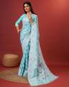 SKY BLUE SAREE IN SOFT COTTON WITHTRENDY AND GRAND BEAUTIFUL RICH DESIGN SAREE thumb 2