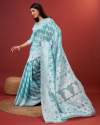 SKY BLUE SAREE IN SOFT COTTON WITHTRENDY AND GRAND BEAUTIFUL RICH DESIGN SAREE thumb 3