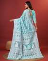 SKY BLUE SAREE IN SOFT COTTON WITHTRENDY AND GRAND BEAUTIFUL RICH DESIGN SAREE thumb 4