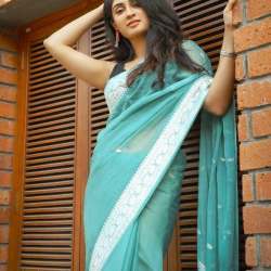 Sky Color Kanjivaram Saree With Matching Sky Blouse