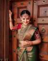 South Indian Style Green Silk Saree  thumb 2