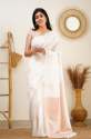 Stunning White Banarasi Soft Silk Saree thumb 5