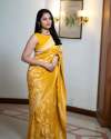 Sun Yellow Golden Zari Shine Soft Kanjivaram Silk Wedding Saree with Blouse thumb 7