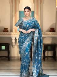 TEAL SAREES WITH HEAVY BROCADE WORK AND GOLD ZARI WORK BANARASI SOFT SILK SAREE 