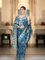 TEAL SAREES WITH HEAVY BROCADE WORK AND GOLD ZARI WORK BANARASI SOFT SILK SAREE  thumb 1