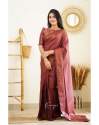 Traditional Maroon Banarasi Pure Silk Kanjivaram Saree With Blouse thumb 10