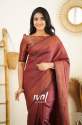 Traditional Maroon Banarasi Pure Silk Kanjivaram Saree With Blouse thumb 9
