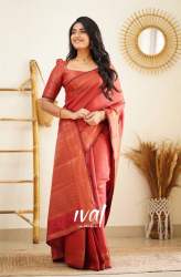 Traditional Red Banarasi Pure Silk Kanjivaram Saree With Blouse