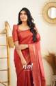 Traditional Red Banarasi Pure Silk Kanjivaram Saree With Blouse thumb 7