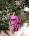 Unique Pink Banarasi Silk Weaving With Zari Border Saree thumb 6