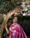 Unique Pink Banarasi Silk Weaving With Zari Border Saree thumb 9