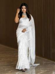 White Color Kanjivaram Saree With Matching White Blouse