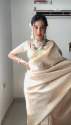 White & Golden Zari Woven Kanjivaram Saree With Blouse thumb 7