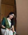 White Kanjivaram Saree With Matching Green Blouse thumb 4