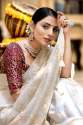 WHITE SAREES WITH HEAVY BROCADE WORK AND GOLD ZARI WORK BANARASI SOFT SILK SAREE  thumb 3