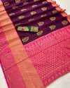 Wine Color Banarasi Silk Saree with Jacquard Weave  thumb 3