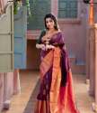 Wine Color Banarasi Silk Saree with Jacquard Weave  thumb 7