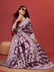 WINE SAREE IN SOFT COTTON WITHTRENDY AND GRAND BEAUTIFUL RICH DESIGN SAREE