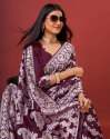 WINE SAREE IN SOFT COTTON WITHTRENDY AND GRAND BEAUTIFUL RICH DESIGN SAREE thumb 1
