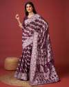 WINE SAREE IN SOFT COTTON WITHTRENDY AND GRAND BEAUTIFUL RICH DESIGN SAREE thumb 2
